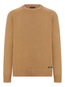 Свитер с рукавами-реглан и логотипом в виде треугольника Prada, коричневый