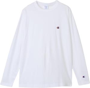 Мужская футболка с длинным рукавом Champion, круглый вырез, 100% хлопок, вышитый логотип, базовая модель, C8-X408, белый/фиолетовый