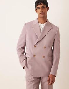 Свободный двубортный пиджак пыльно-розового цвета Asos Design