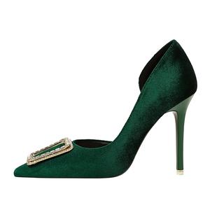 QITUMAUL Стройные каблуки на высоком каблуке для женщин зеленые, цвет Green[Heel Height 10.5cm]