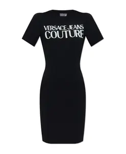 Платье с напечатанным логотипом Versace Jeans Couture, черный
