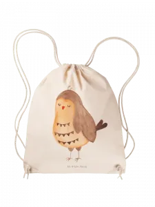 Спортивная сумка Mr & Mrs Panda Sportbeutel Eule Zufrieden ohne Spruch, кремовый