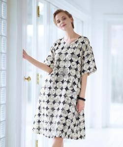 Хлопковое платье с круговым узором Studio Picone, цвет Black X Beige (101)