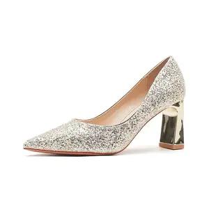 HKCP Женские туфли на платформе с массивным каблуком шампань, цвет Champagne