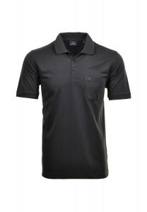 Мужская рубашка-поло - верх, футболка-поло мягкой вязки, смесовый хлопок, нагрудный карман, планка на пуговицах, короткая, однотонная RAGMAN, темно-серый