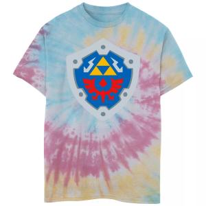 Футболка Tie Dye для мальчиков 8–20 лет с изображением щита и портрета Nintendo The Legend Of Zelda Nintendo