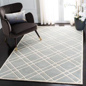 SAFAVIEH, 92 x 153 см, Ковер ручной работы Chatham Collection Grey/Ivory CHT740E Diamond Lattice Premium Wool