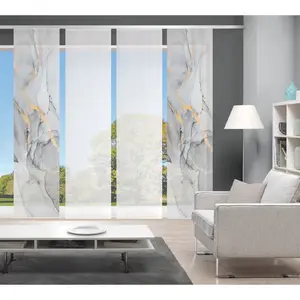 Шторка-роллет MARMOSA 4 шт., 4 панели на направляющей, дизайн под бамбук, цифровая печать Vision S, золотисто/серый