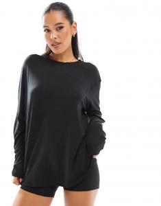 Лонгслив свободного кроя с длинным рукавом Nike One Training Dri-FIT черного цвета