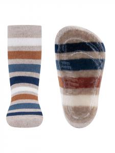 Носки-тапочки в полоску темно-бежевого меланжевого цвета ewers