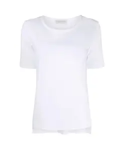 Белая футболка с короткими рукавами и асимметричным низом. Le Tricot Perugia, белый