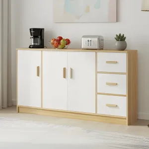 Lanyu Комод 140х40х80 см для спальни из массива дерева с шпоном, 5 ящиков, пастельный цвет