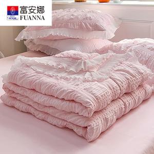 Fuanna Комплект летнего одеяла из марли пузырчатой, 200×230 см, наполнитель 100% хлопок, цвет Peach Powder