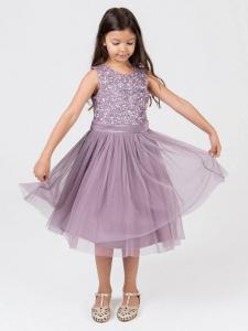 Детское платье миди без рукавов с пайетками Maya Deluxe, Moody Lilac