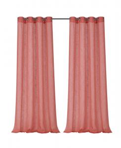 Комплект из 2 полупрозрачных штор из льняной смеси с люверсами, размер 52 дюйма (ширина) x 84 дюйма (длина), серый цвет Kate Aurora, Coral