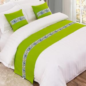 TTiiLoe Льняной бегунок для изножья кровати в стиле пэчворк Green 9