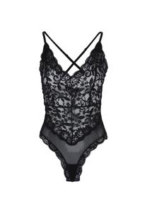 Кружево + сетчатое боди LINGADORE, черный