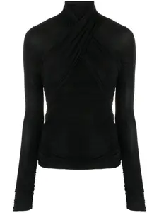 Полупрозрачная футболка с высоким воротником Saint Laurent, черный