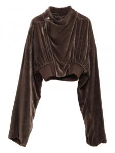 Укороченная бархатная куртка на молнии спереди от Rick Owens, коричневый