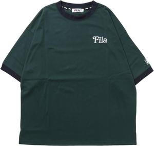 Футболка Fila Ringer, с коротким рукавом, мужская, 100% хлопок, однотонная, с принтом в виде сумки, с логотипом Pop, вышитым логотипом, летняя одежда, зеленая (темно-зеленая)