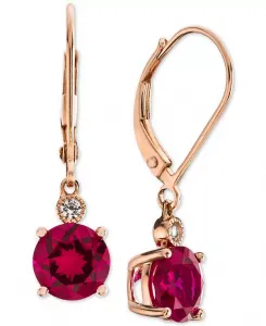 Серьги-Подвески с выращенными в лаборатории сапфирами (2-7/8 карата) и белыми сапфирами в стерлинговом серебре (также доступны с выращенными в лаборатории рубинами) Macy'S, ruby