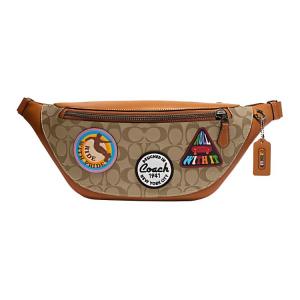 Варрен Сумка через плечо из ПВХ, Кроссбоди, Поясная сумка большого размера для мужчин, цвета хаки и коричневый COACH