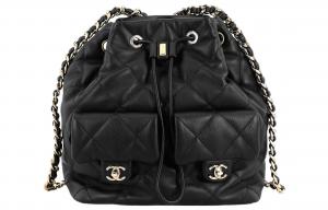 Чёрный рюкзак с двумя карманами и шнурком AS4342 CHANEL