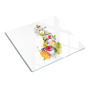 Стеклянная тарелка 60x52 см. Фрукты со льдом TULUP, мультиколор