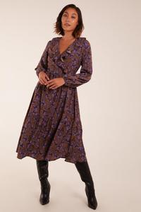 Платье миди с рюшами и запахом Blue Vanilla, коричневый