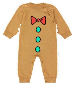 Детский хлопковый комбинезон интарсии Stella Mccartney Kids, коричневый