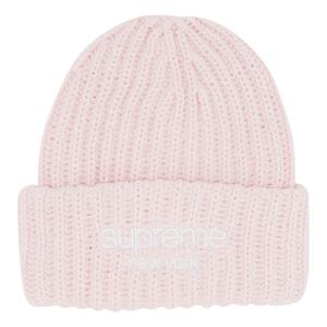 Шапка-бини Supreme Classic Logo Chunky Ribbed Beanie 'Light Pink'
