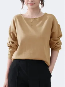 Женский вязаный топ с длинными рукавами Doux Belle, цвет Brown (B)