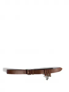 Кожаный ремень с логотипом Miu Miu, коричневый