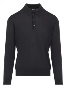 Шерстяная рубашка поло GIORGIO ARMANI, черный
