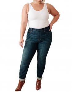 Джинсы с высокой посадкой и двойными манжетами, узкие, темного цвета Judy Blue, цвет dark wash