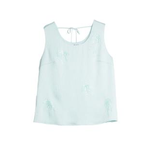 ELLE Топ-майка женская светло-голубая с круглым вырезом умеренно прямого кроя