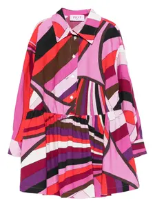 Платье-рубашка с абстрактным принтом PUCCI Junior, розовый