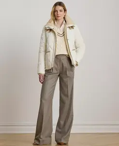 Женская стеганая куртка с искусственным меховым воротником Lauren Ralph Lauren, слоновая кость/кремовый