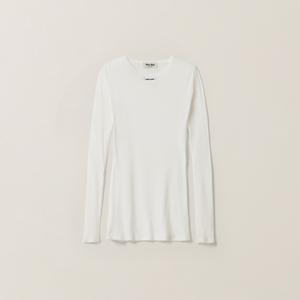 Платье из трикотажного рифленого джерси MIU MIU, белый