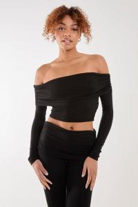 Топ с открытыми плечами Pink Vanilla, черный