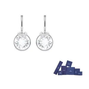 Swarovski Родированные серьги женские белые