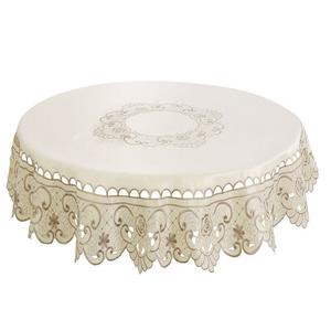 Льняная вышитая круглая скатерть, скатерть диаметром 48 дюймов, водонепроницаемая PiccoCasa, цвет Light Beige
