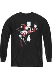 Футболка с длинным рукавом для подростков Batman, Harley и Joker Gildan, черный