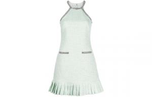 Кристаллами расшитое платье-мини из букле с автопортретом Self-portrait, зеленый