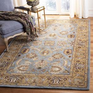 SAFAVIEH Heritage Collection ковер 336 x 519 см для больших помещений - Blue & Gold, ручной работы традиционный восточный шерстяной, идеально для помещений с высокой проходимостью в гостиной, спальне (HG958A)