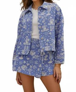 Entro Джинсовая куртка оверсайз Lyla в западном стиле, цвет барвинок