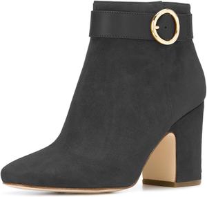 Женские элегантные ботильоны YDN с высоким каблуком, круглым носком, пряжкой и молнией, удобные туфли, Black