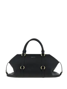 Кожаная сумка-тоут Farrington с кольцевой отделкой Alexander McQueen, черный