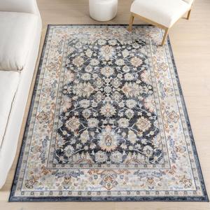 nuLOOM Breigh Medallion ковер 305 x 427 см для гостиной, спальни, столовой и кухни, машинная стирка, Blue/Cream