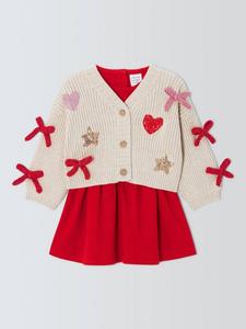 Детский комплект с пайетками и бантами: кардиган и платье John Lewis, Multi